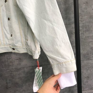 Белая джинсовая куртка с дырой OFF-WHITE